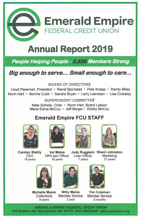 Annual Meeting Letterreportballot 2019 2020 Emerald Empire Federal