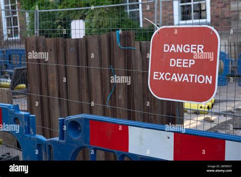 Danger Deep Excavation Sign Stock Photo Alamy