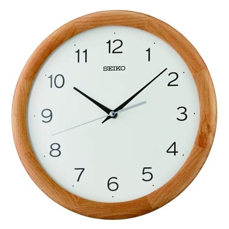 Seiko Wooden Round Quartz Wall Clock Clear Face And Silent Sweep Qxa781b