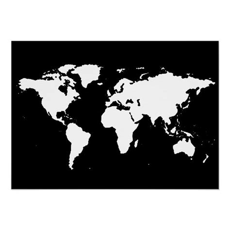 The Black And White World Map Is Shown