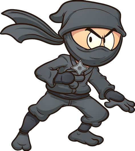 Ninja De Desenho Animado Vetor Premium