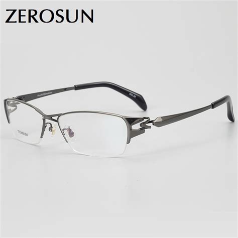 zerosun brand titanium eyeglasses frames male semi rimless glasses men high quality not fade ip