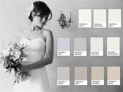 Traditonal And Modern Bridal Gown Colors Pantone Wedding Styleboard
