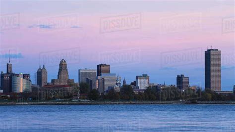 The Buffalo Skyline As Night Falls Stock Photo Dissolve