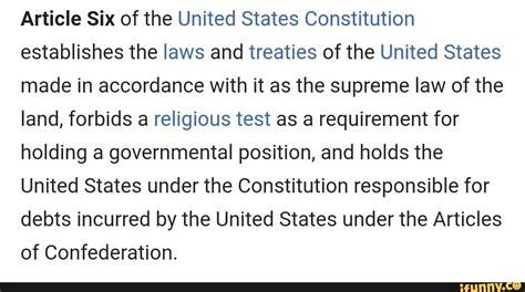 Article Six Of The United States Constitution Establishes The Laws And