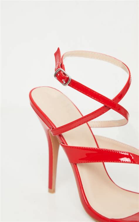 Red Patent Toe Thong Ankle Strap Sandal Prettylittlething Usa