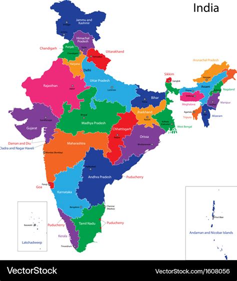 Coloured Indian Political Map