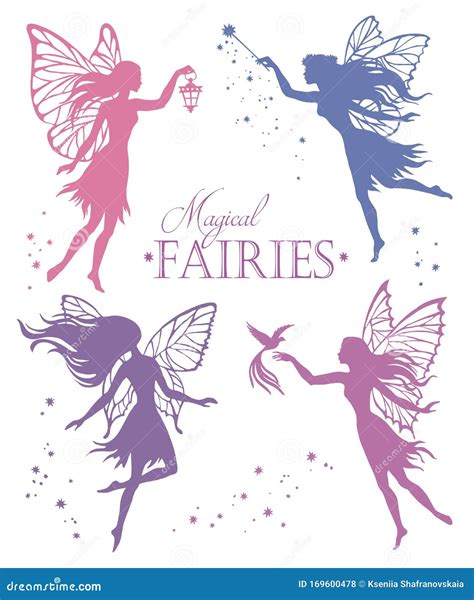Set Of Fairy Vector Silhouette Illustration 169600478