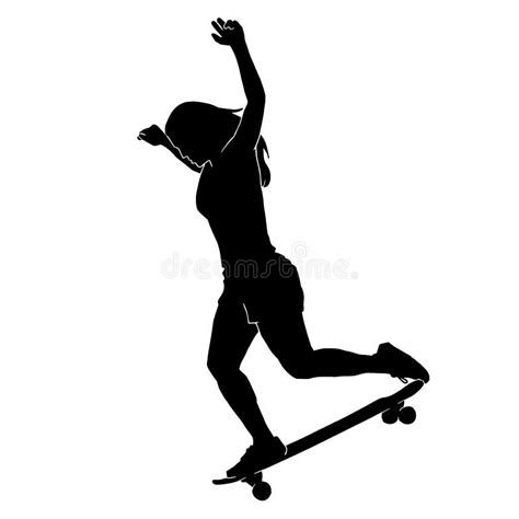 Teen Skate Silhouette In Action Skatboarder Shadow Stock Vector