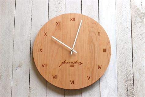 Custom Personalized Wood Wall Clock Modern Design Name And