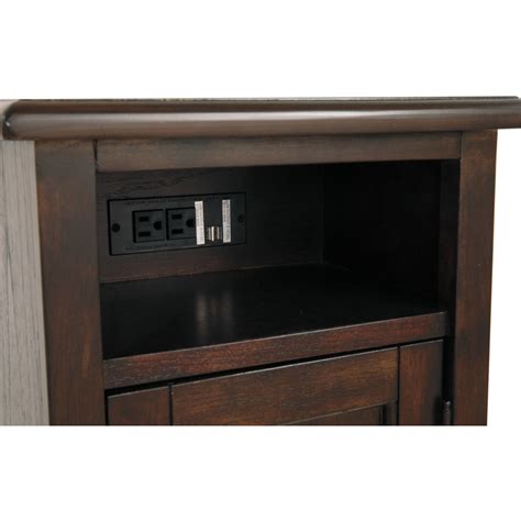 Barilanni Chairside End Table With Usb Ports And Outlets T934 7 By