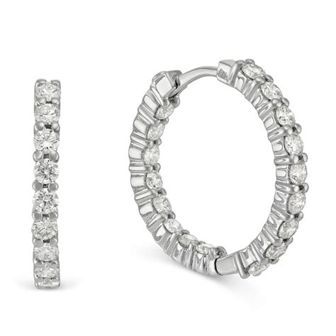 roberto coin 18k white gold diamond hoop earrings 1 borsheims