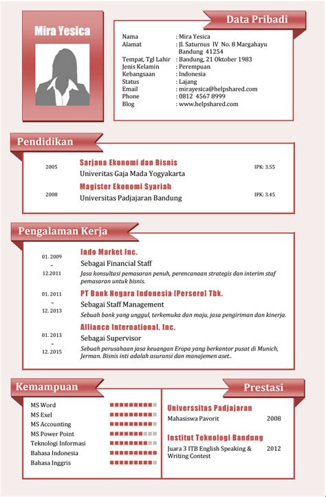 Word contoh cv lamaran kerja. 30+ Contoh CV Simpel dan Kreatif untuk Lamaran Kerja
