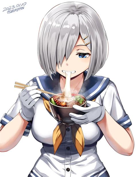 Hamakaze Eating Mochi Belko [kancolle] R Silverhair