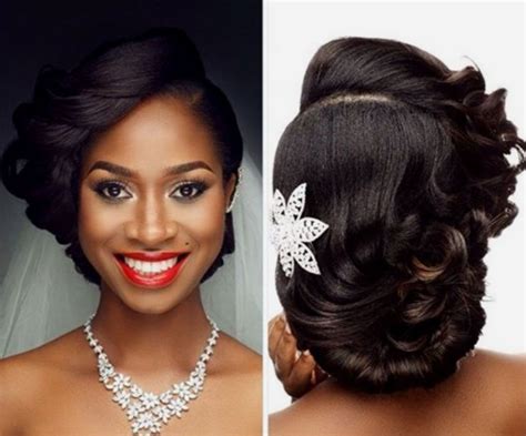 Asymmetrical Loose Updo For Black Women African American Bride