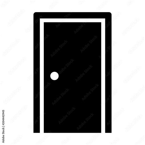 Simple Closed Door Icon Black Silhouette Isolated On White Stock