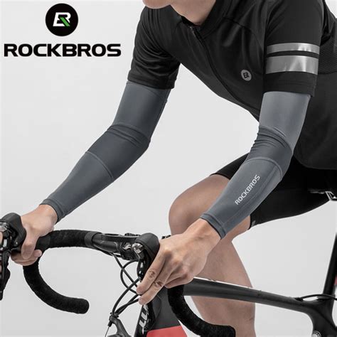 Rockbros Cycling Arm Sleeves Cooling Ice Silk Sun Protection Anti Uv Seamless Sleeves Hiking
