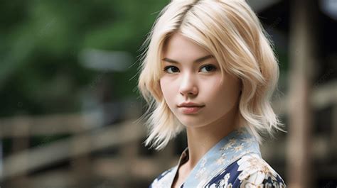 短いブロンドの髪を持つ若い日本のブロンドの女性 浴衣の金髪の女の子 Hd写真撮影写真 リップ背景壁紙画像素材無料ダウンロード Pngtree