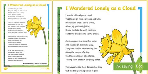 Daffodil Poem Wordsworth Primary English