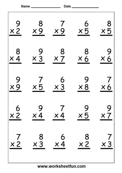 Single Digit Multiplication Worksheets 100 Problems