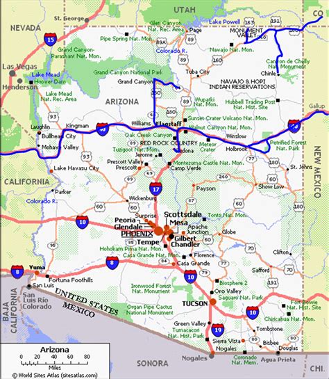 La Mappa Dellarizona Estados Unidos De América Arizona Estados Unidos