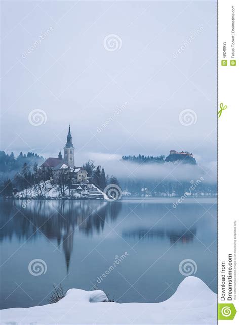 Bled With Lake In Winter Slovenia Europe Stock Image Image Of