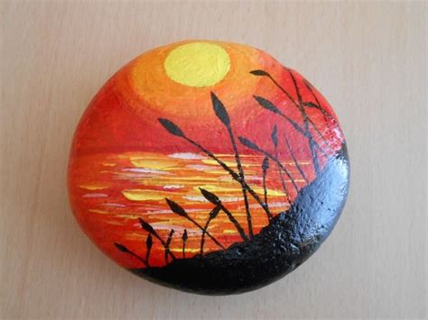 Painted Stone Sunset Rock Painting Designs Stone Art Painted Rocks