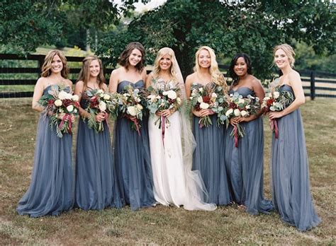 Colors Wedding Dusty Blue And Burgundy Rustic Outdoor Wedding Dusty Blue Bridesmaid Dresses