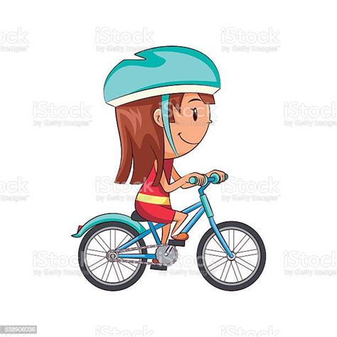 Girl Riding Bike Stock Illustration Download Image Now Bicycle Girls Cycling Istock