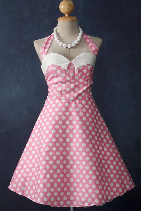 Polka Dot Rockabilly Handmade Dress Retro Designed Halter Neck Dress