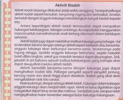 Aktiviti keluarga pada hujung minggu. Karangan Pengalaman Aktiviti Riadah Bersama Keluarga