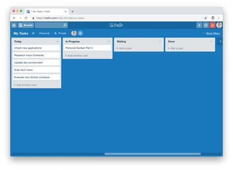 You will start with an empty board. Personal Kanban Part 2 — Personal Kanban with Trello ...