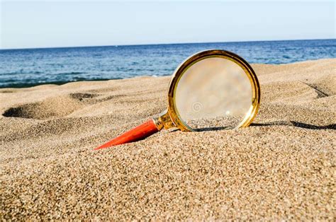 Magnify Glass On The Sand Beach Stock Illustration Illustration Of