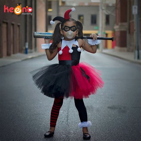 Harley Quinn Girls Tutu Dress With Headband And Mask Joker