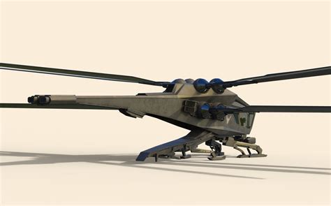 Ornithopter Futuristic Helicopter With Two Propellers 3d Model Cgtrader