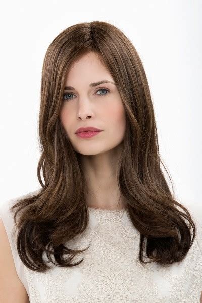 Natural Look Long Human Hair Wigs With Light Brown