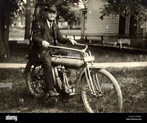 Old Man Riding Yale Motorcycle Stock Photo Alamy