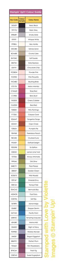 Stampin Up Rgb And Hex Codes For The In Colors 2020 2022 Stampin Up