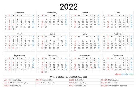 Free Printable 2022 Calendar With Holidays 9 Templates