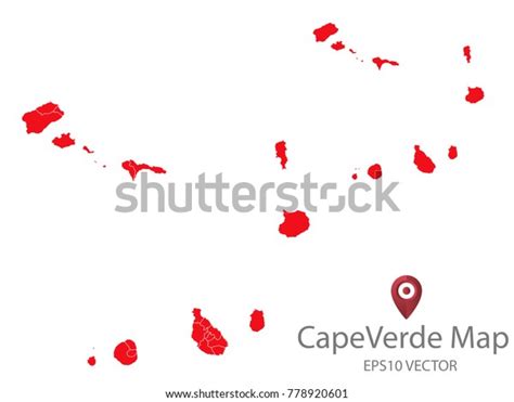 Couple Set Mapred Map Cape Verdevector Stock Vector Royalty Free