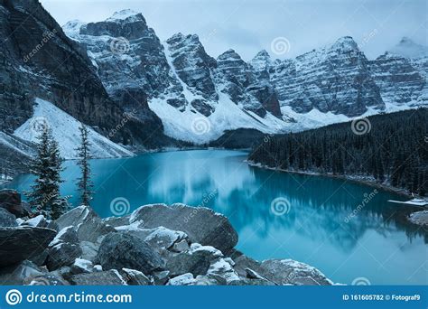 First Snow Morning At Moraine Lake In Banff National Park