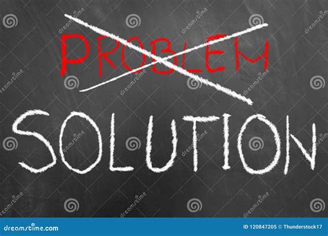 Solution And Crossed Problem Text On Blackboard Or Chalkboard Stock
