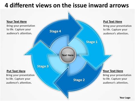 4 Different Views On The Issue Inward Arrows Ppt Slides Diagrams