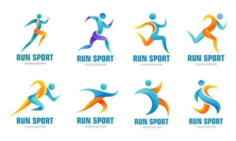 Set Of Sports Logos Running Logo Afbeelding Door Deemka Studio