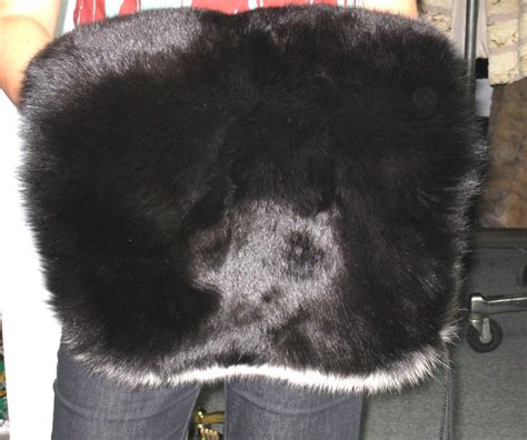 Vintage Dyed Black And White Fox Muff Madison Avenue Furs And Henry Cowit
