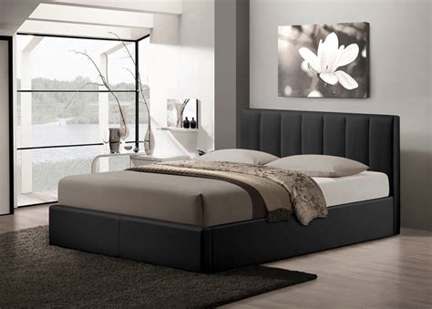 Baxton Studio Templemore Black Leather Contemporary Queen Size Bed