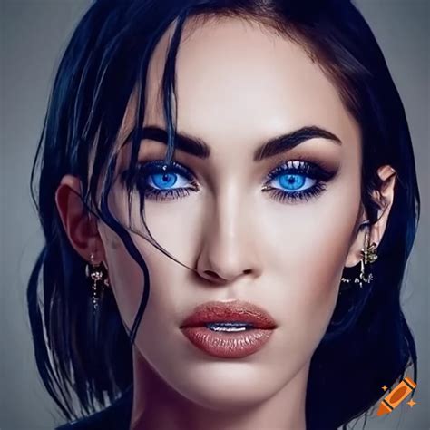 Portrait Of Megan Fox And Miley Cyrus With Striking Blue Eyes On Craiyon