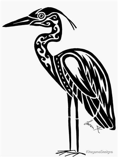 Great Blue Heron Tribal Design Sticker For Sale By Kitayamadesigns