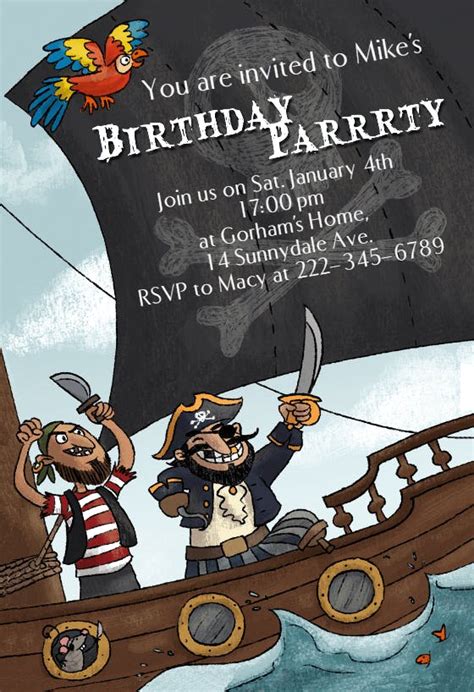 Pirates Party Birthday Invitation Template Free Greetings Island