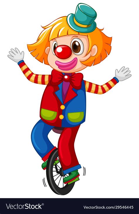 Happy Clown Cycling Wheel On White Background Vector Image